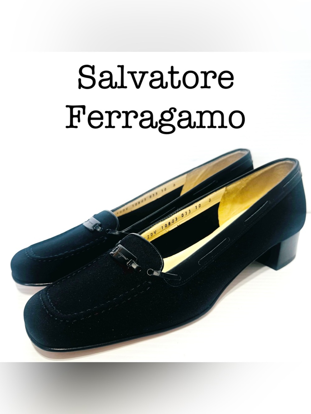 Salvatore Ferragamo Navy Block Heels Size 10